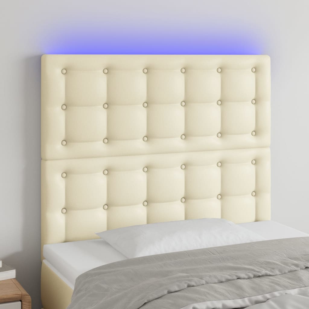 vidaXL Tête de lit à LED Crème 100x5x118/128 cm Similicuir