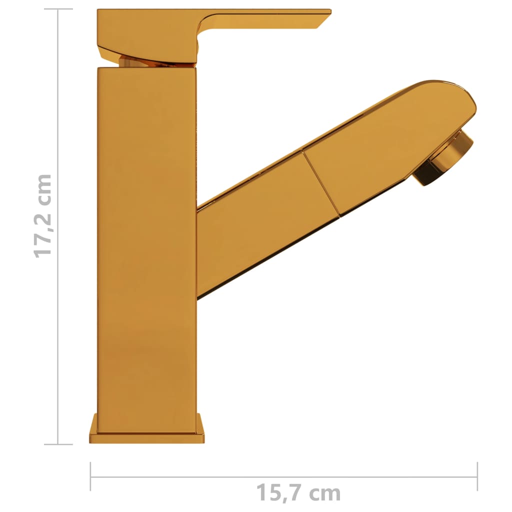 vidaXL Robinet de lavabo rétractable Finition dorée 157x172 mm