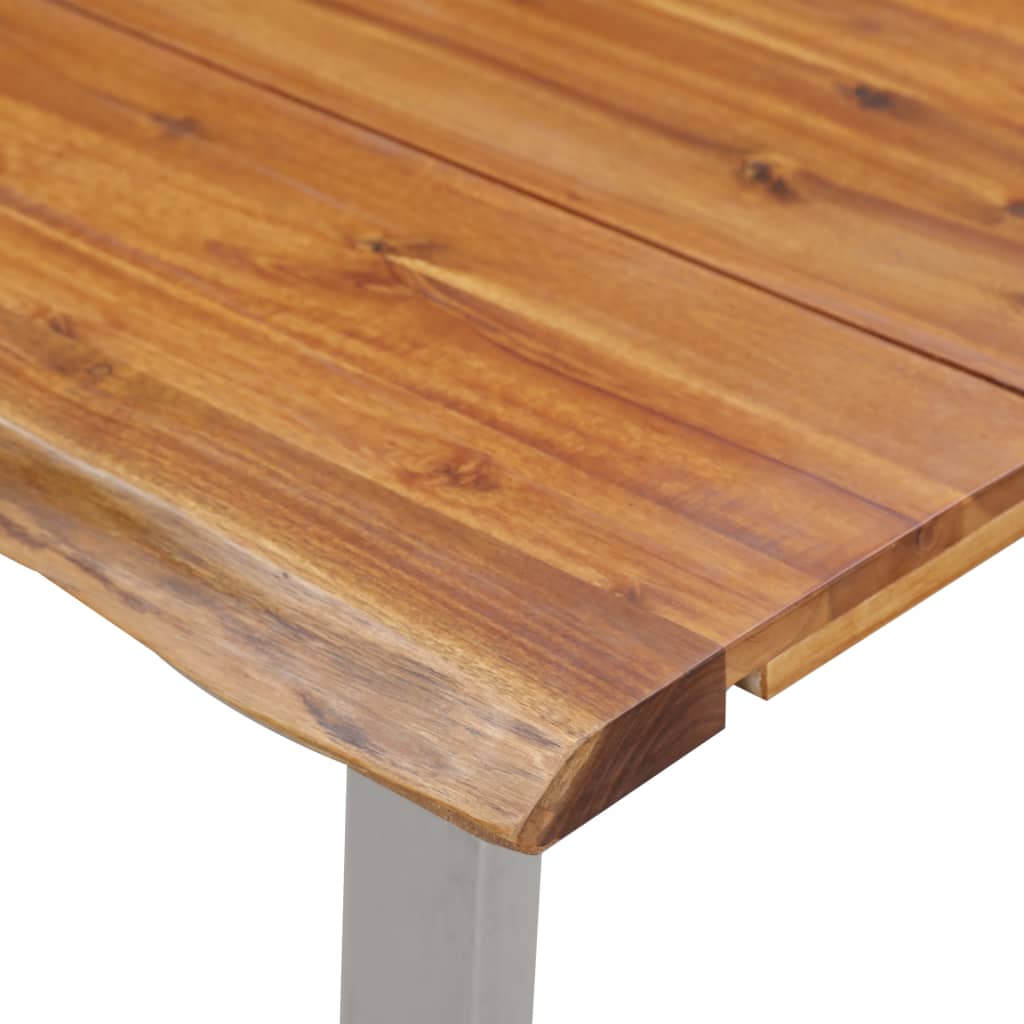 vidaXL Table à manger 140x80x75 cm Bois d'acacia et acier inoxydable