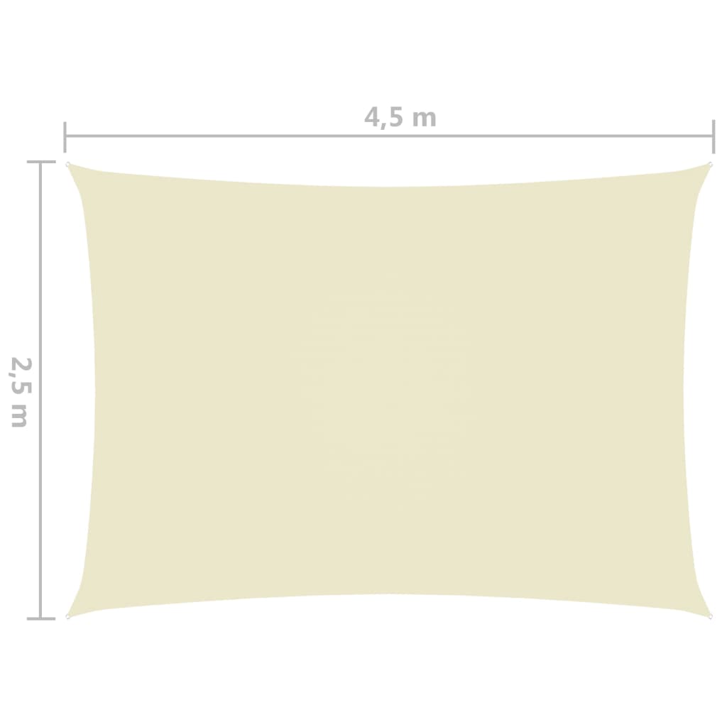 vidaXL Voile de parasol Tissu Oxford rectangulaire 2,5x4,5 m Crème