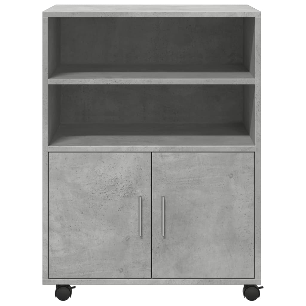 vidaXL Armoire à roulettes gris béton 60x48x81 cm bois d'ingénierie