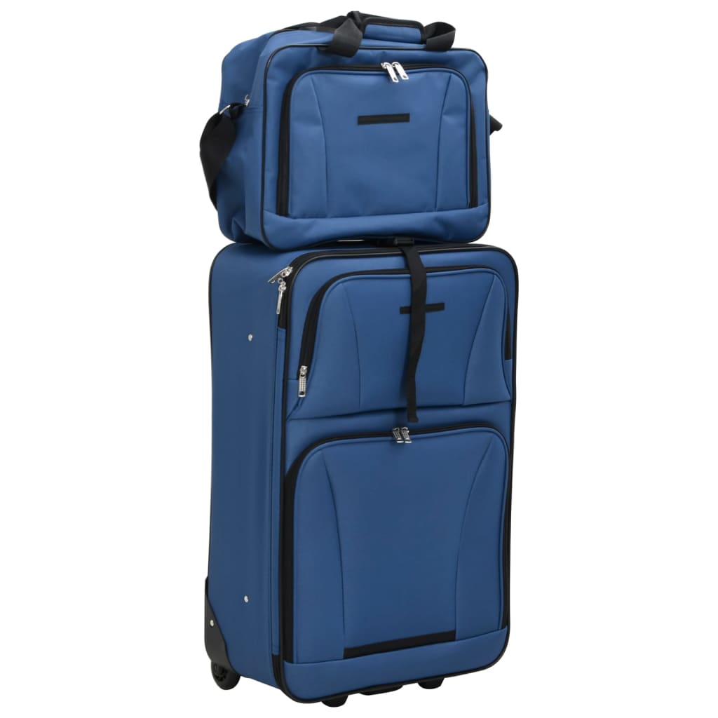 vidaXL Ensemble de bagages de voyage bleu tissu