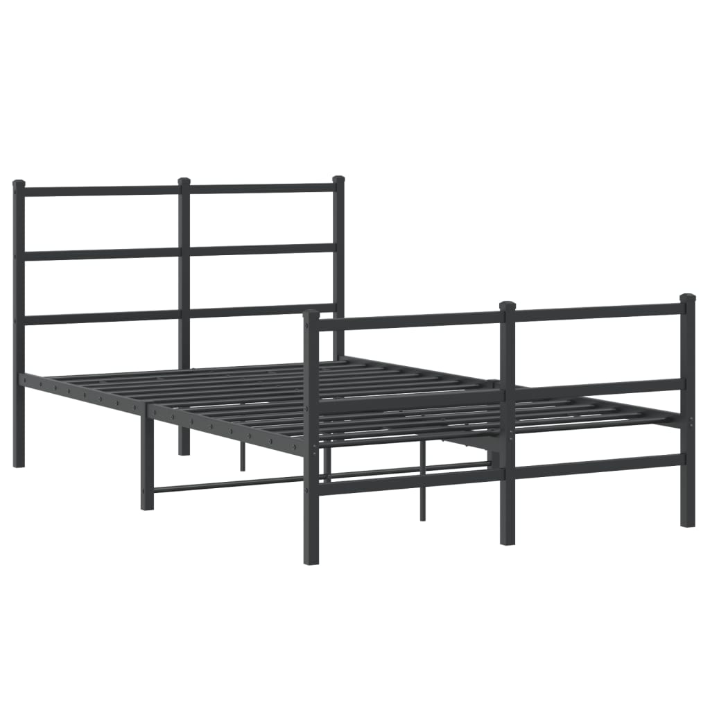 vidaXL Cadre de lit métal sans matelas avec pied de lit noir 120x190cm