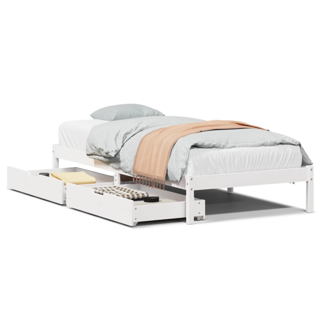 vidaXL Cadre de lit sans matelas blanc 90x200 cm bois de pin massif