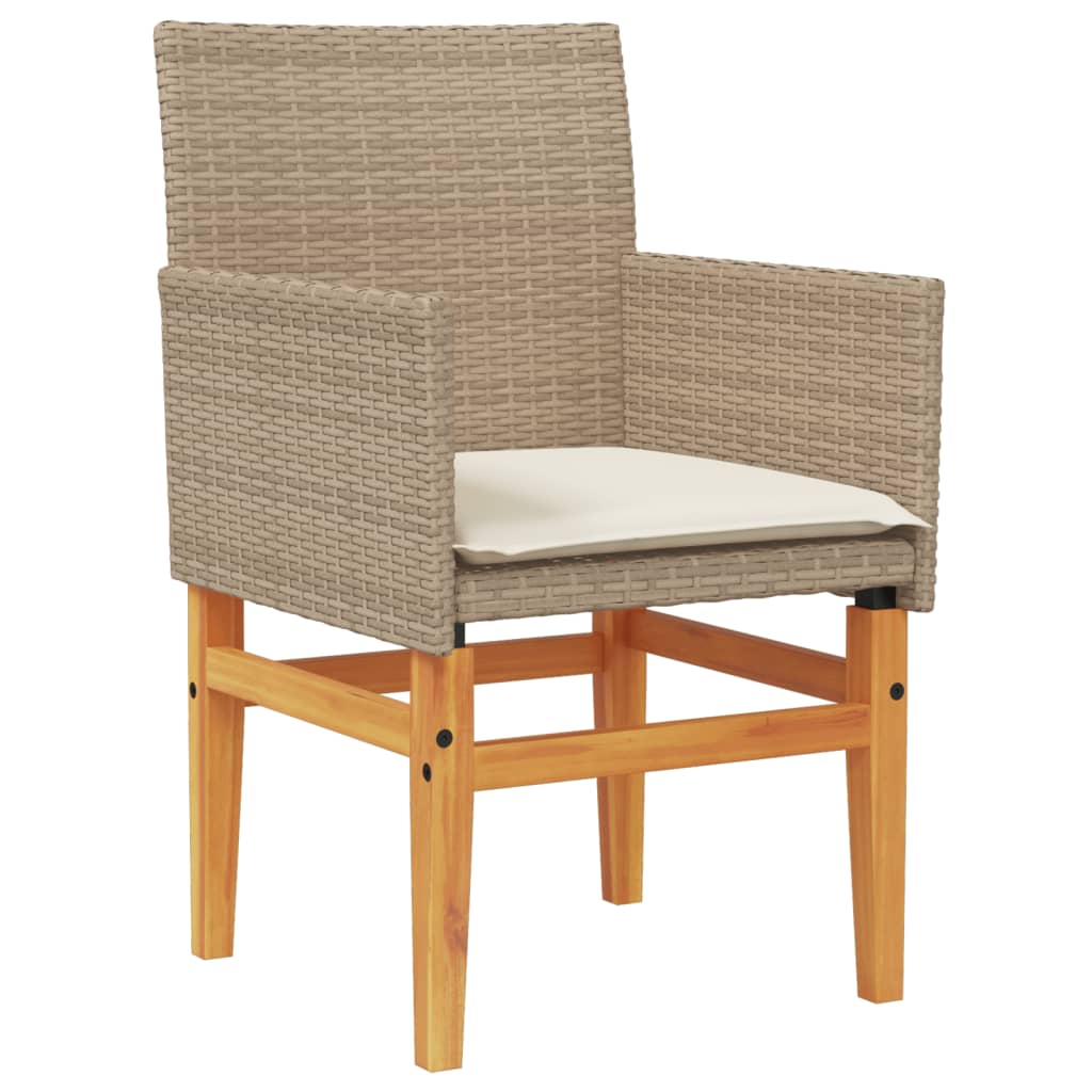 vidaXL Chaises de jardin coussins lot de 2 beige résine tressée bois