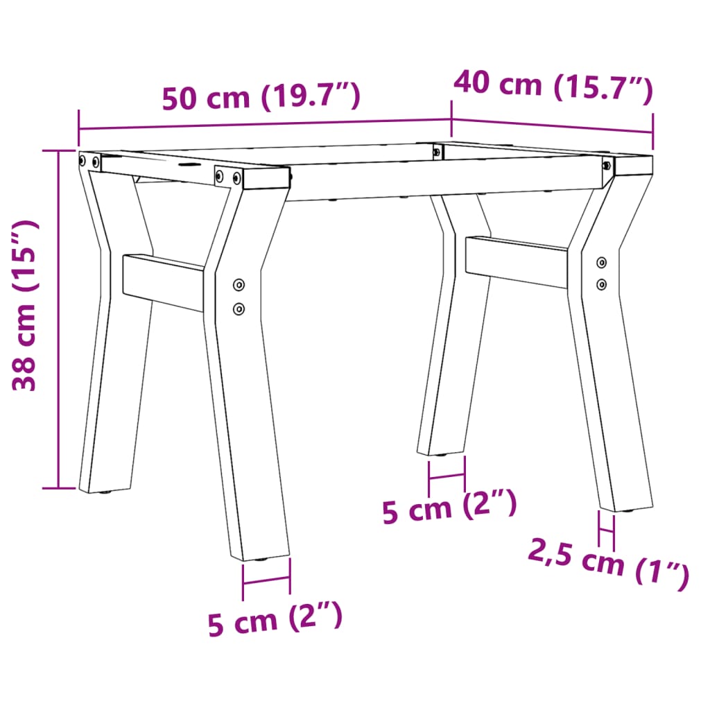 vidaXL Pieds de table basse cadre en Y 50x40x38 cm fonte