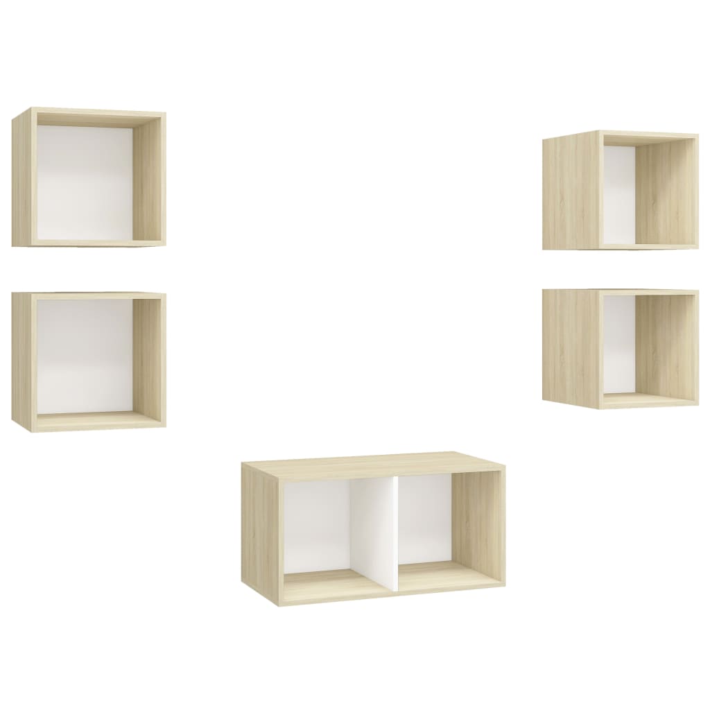 vidaXL Ensemble de meubles TV 5pcs Blanc chêne sonoma Bois ingénierie