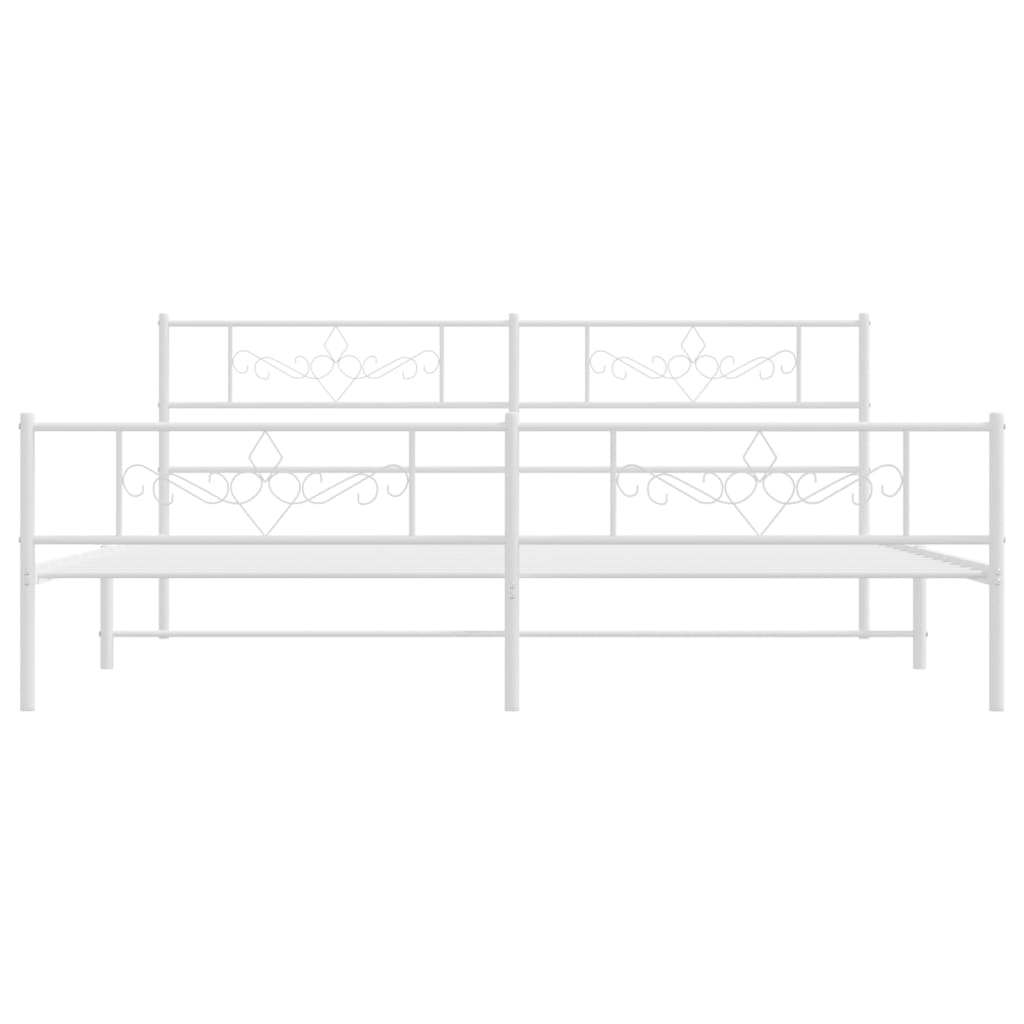 vidaXL Cadre de lit métal sans matelas et pied de lit blanc 193x203 cm