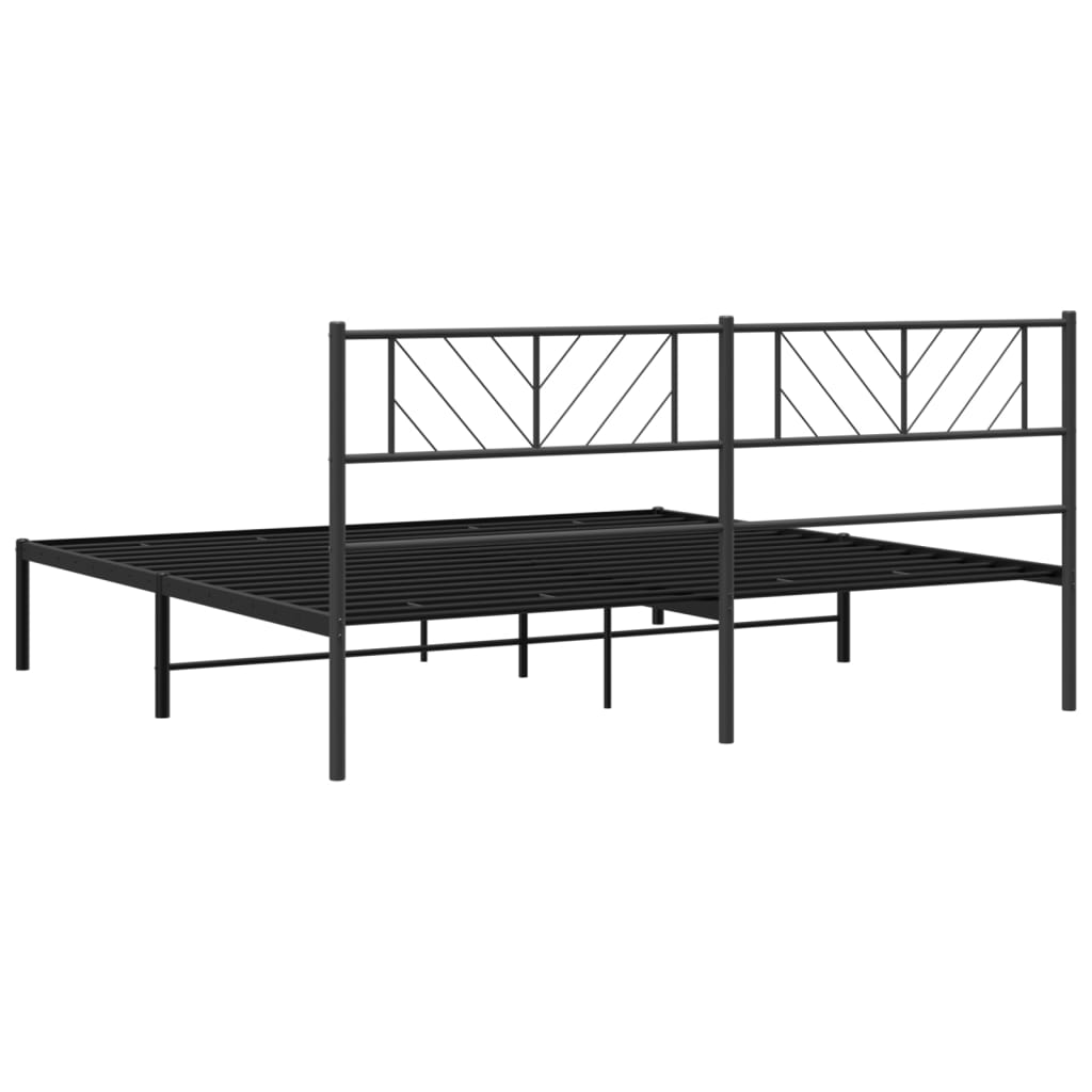 vidaXL Cadre de lit métal sans matelas avec tête de lit noir 200x200cm