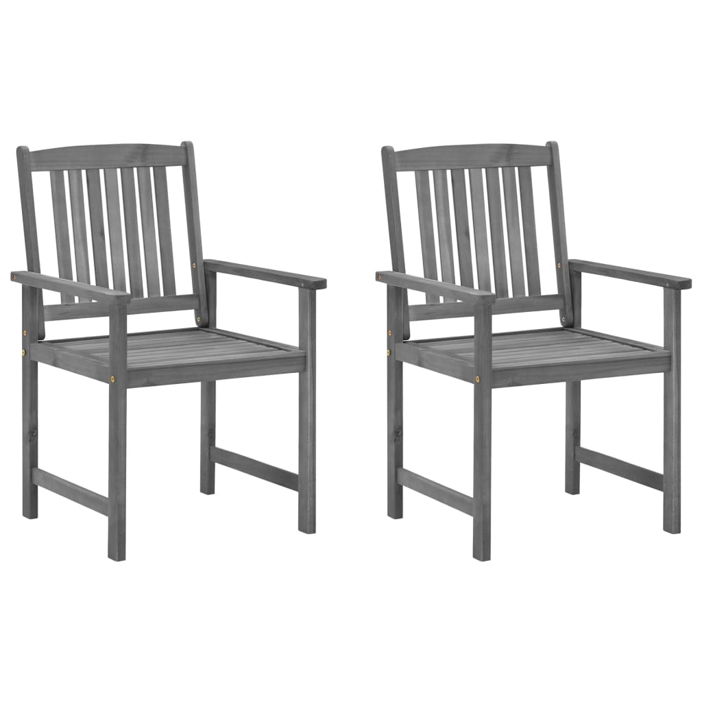 vidaXL Chaises de jardin et coussins lot de 2 Gris Bois acacia massif