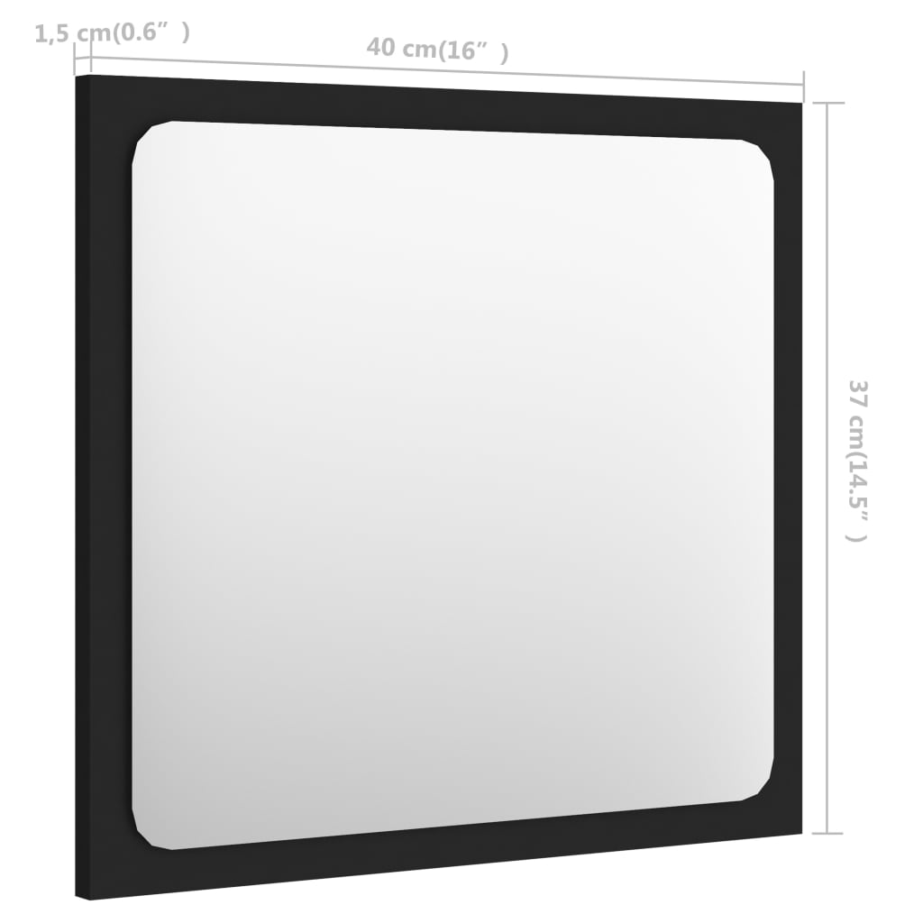 vidaXL Miroir de salle de bain Noir 40x1,5x37 cm Aggloméré