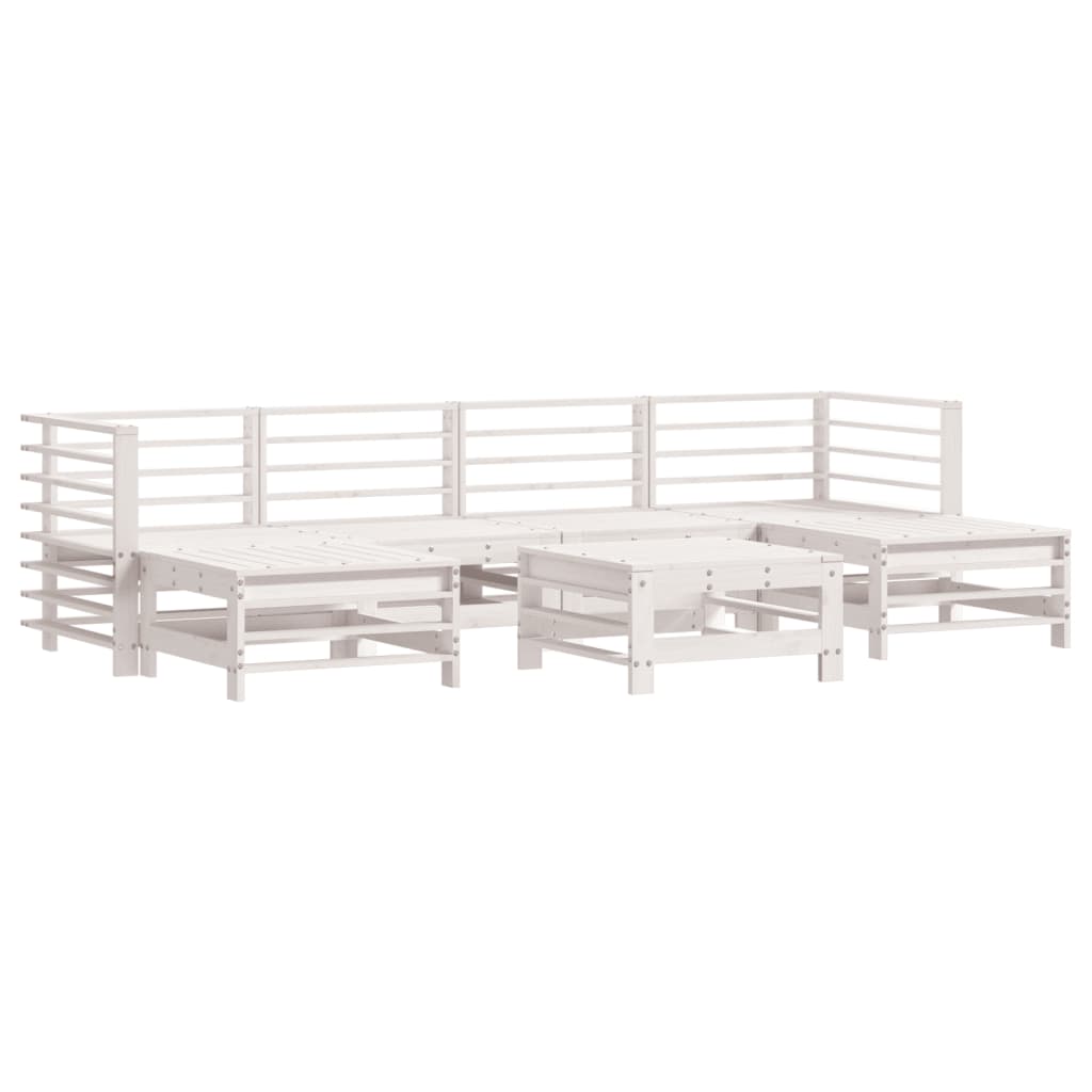 vidaXL Salon de jardin 7 pcs avec coussins blanc bois massif