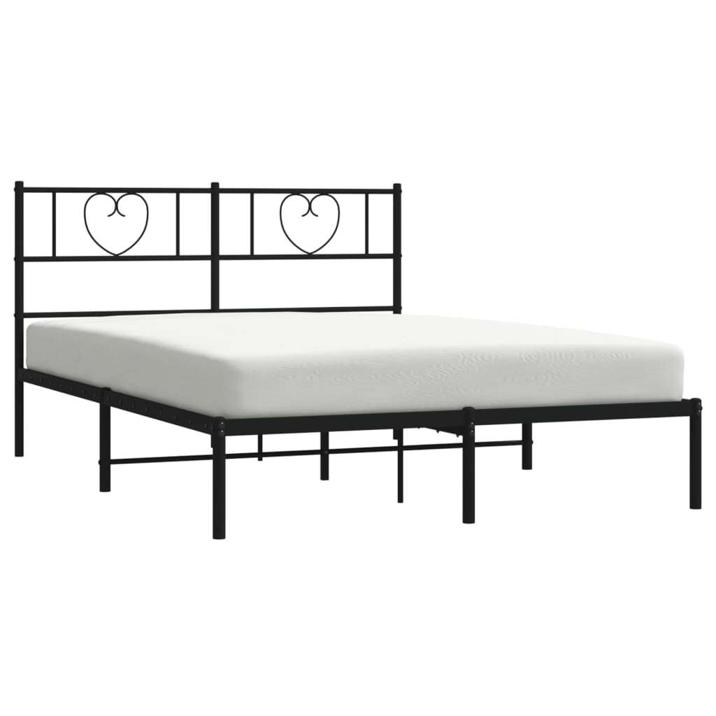 vidaXL Cadre de lit métal sans matelas avec tête de lit noir 140x200cm