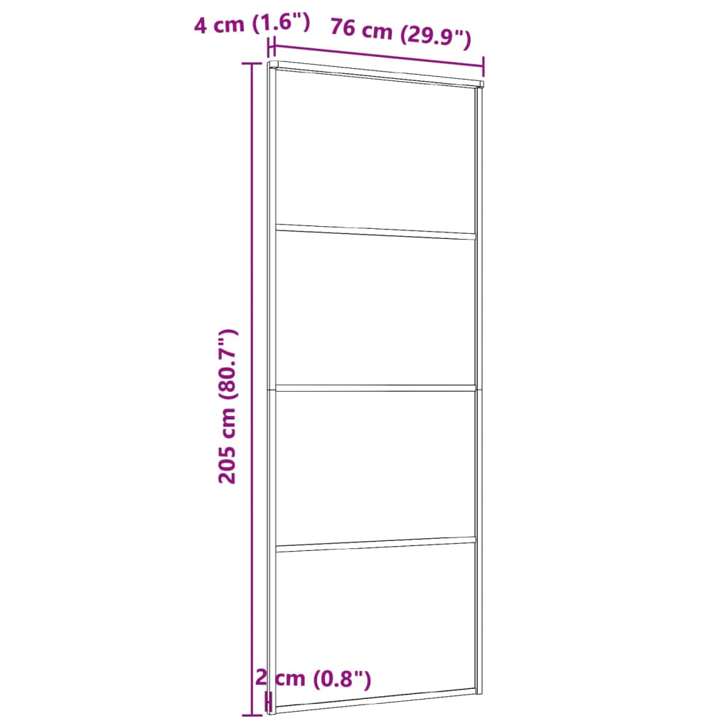 vidaXL Porte coulissante Aluminium et verre ESG 76x205 cm Noir