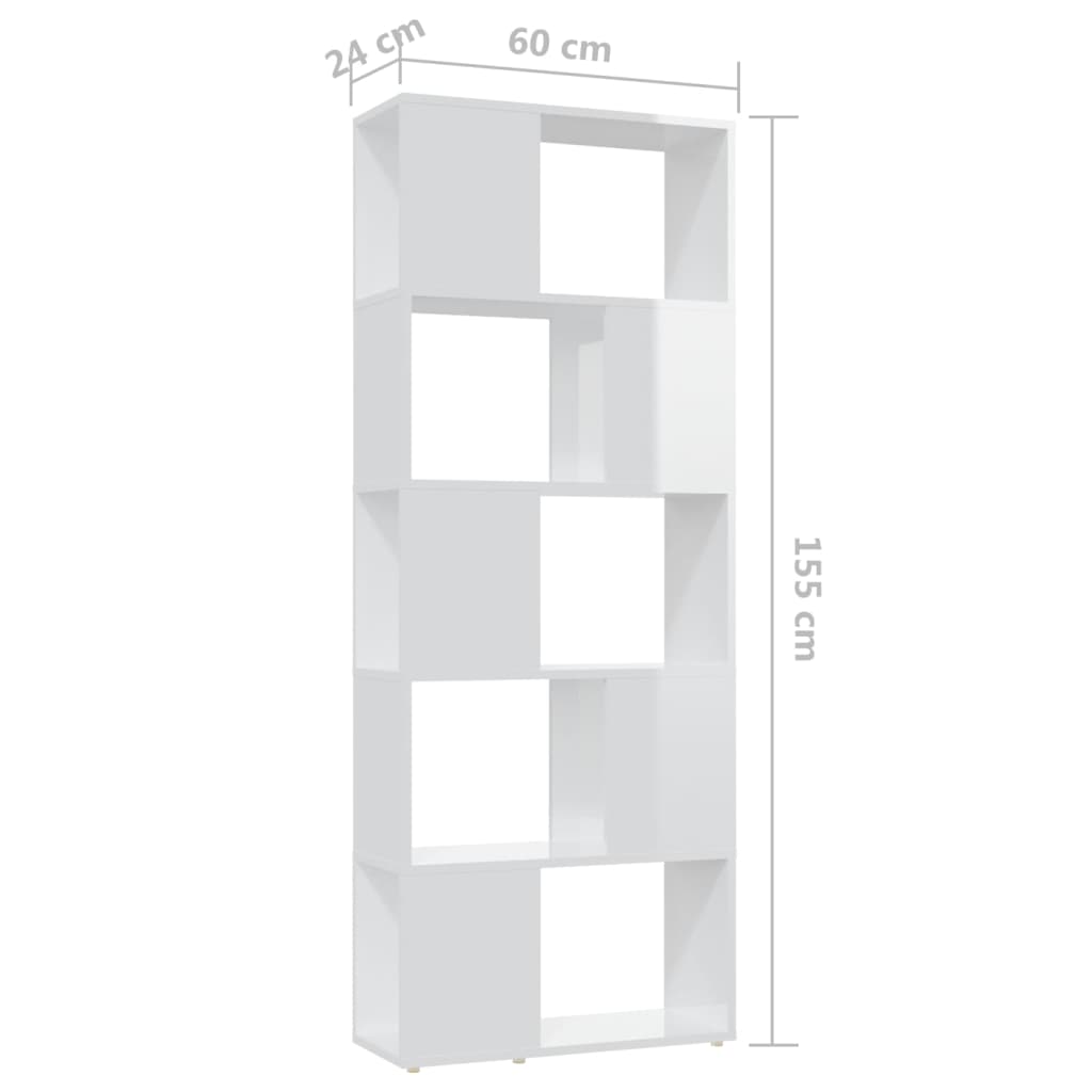 vidaXL Bibliothèque/Séparateur de pièce Blanc brillant 60x24x155 cm
