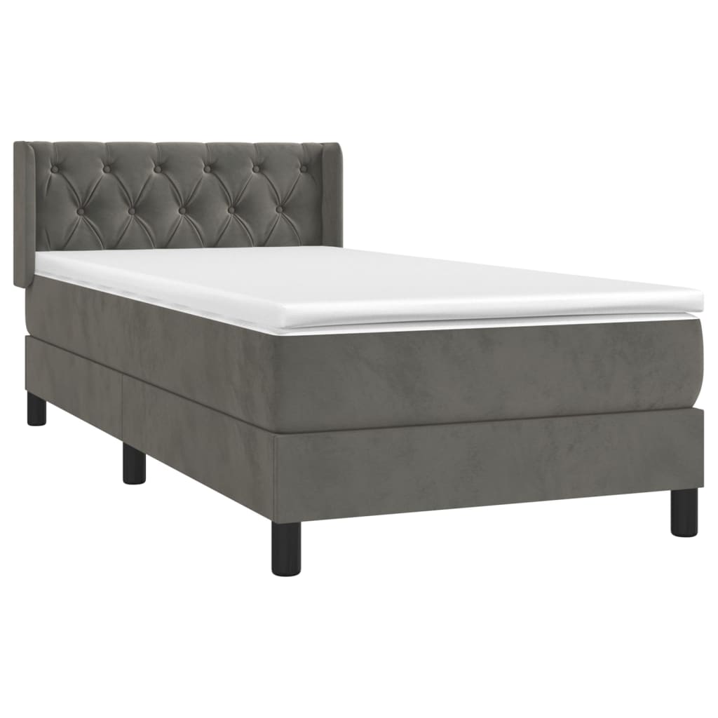 vidaXL Sommier à lattes de lit et matelas Gris foncé 80x200 cm Velours