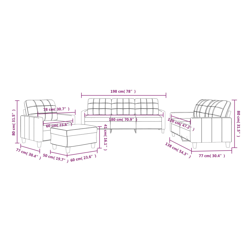 vidaXL Ensemble de canapés 4 pcs avec coussins Cappuccino Similicuir