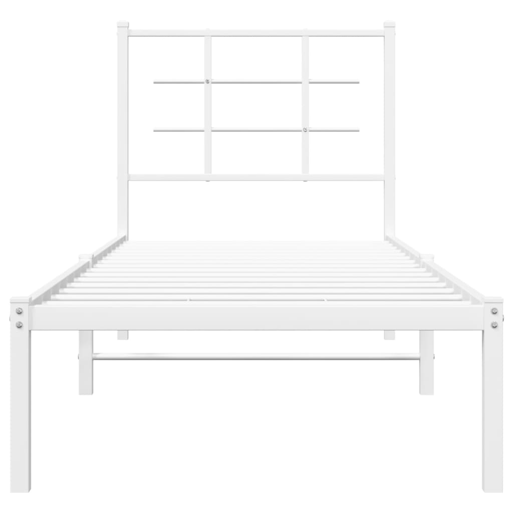 vidaXL Cadre de lit métal sans matelas avec tête de lit blanc 75x190cm