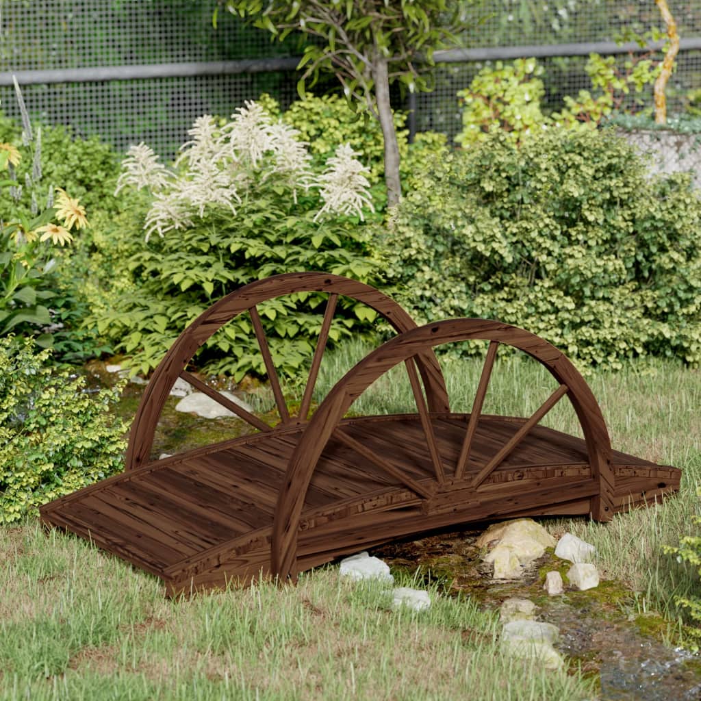 vidaXL Pont de jardin avec demi-roue 99x50x38 cm bois de sapin massif