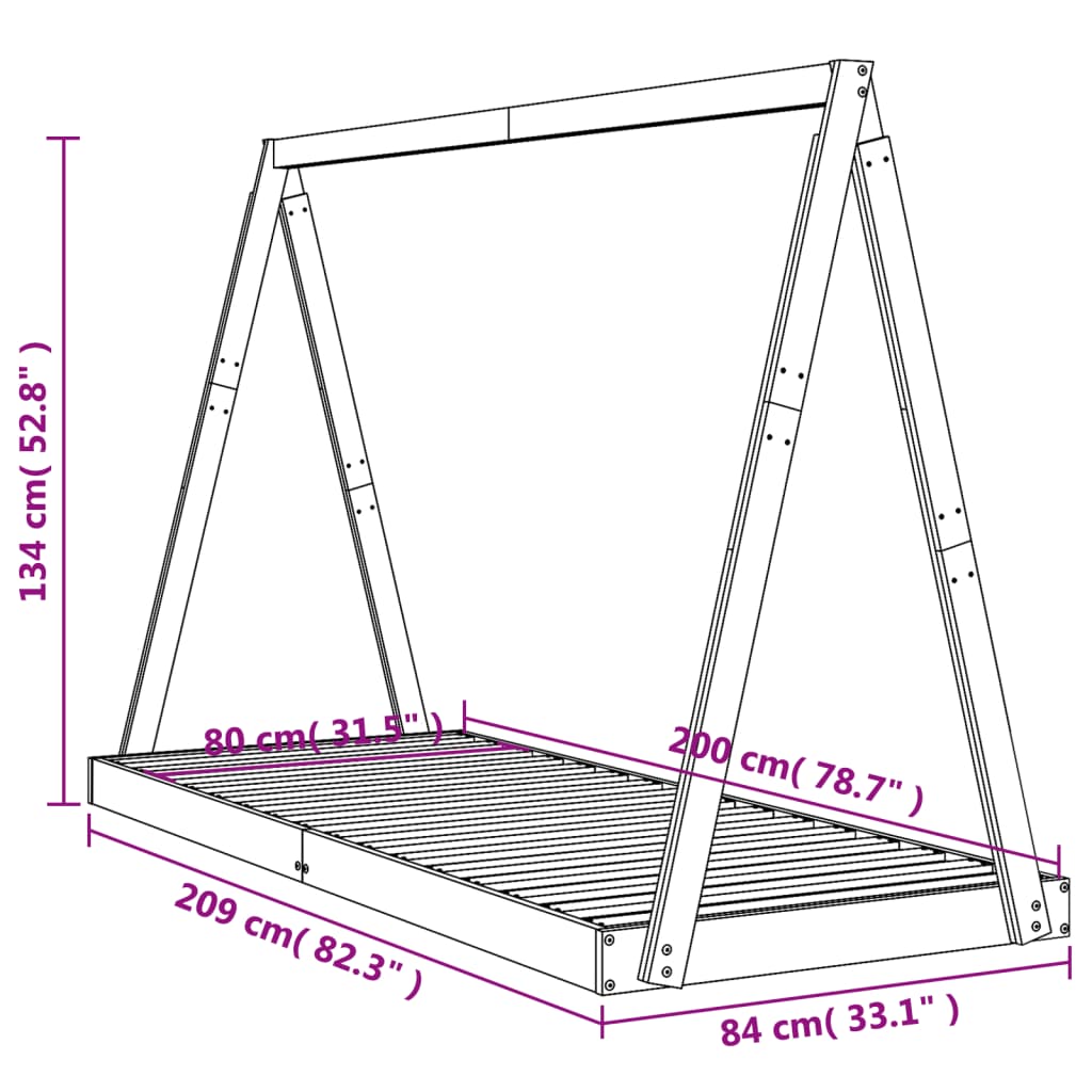 vidaXL Cadre de lit pour enfants 80x200 cm bois de pin massif