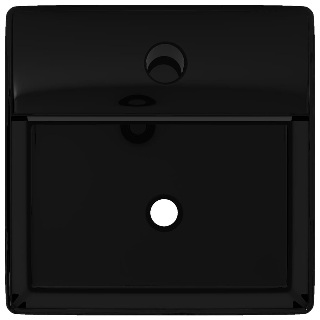 Vasque rectangulaire à trou Noir en céramique pour salle de bain