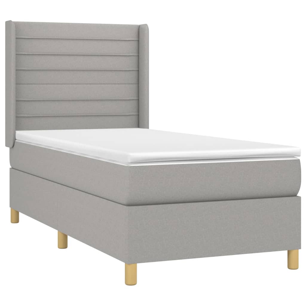 vidaXL Sommier à lattes de lit avec matelas Gris clair 90x200 cm Tissu