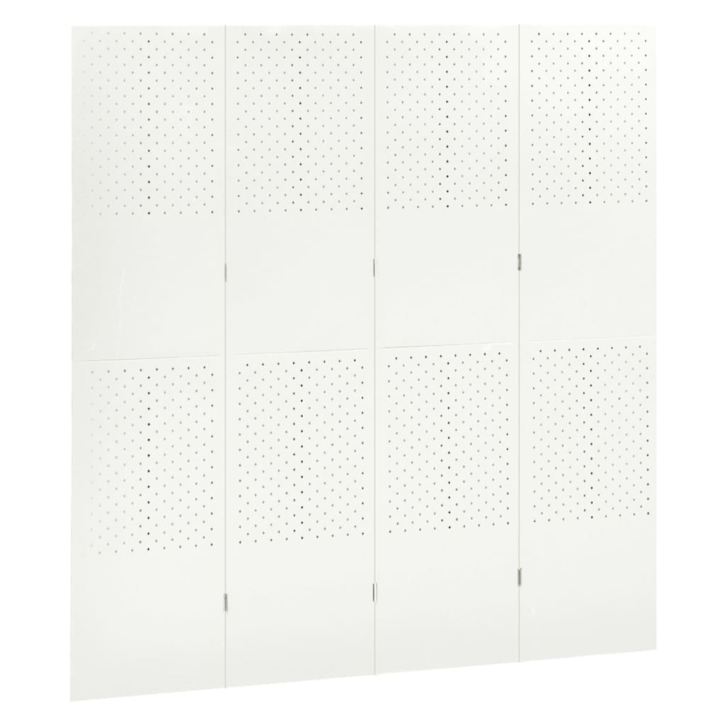 vidaXL Cloison de séparation 4 panneaux Blanc 160x180 cm Acier