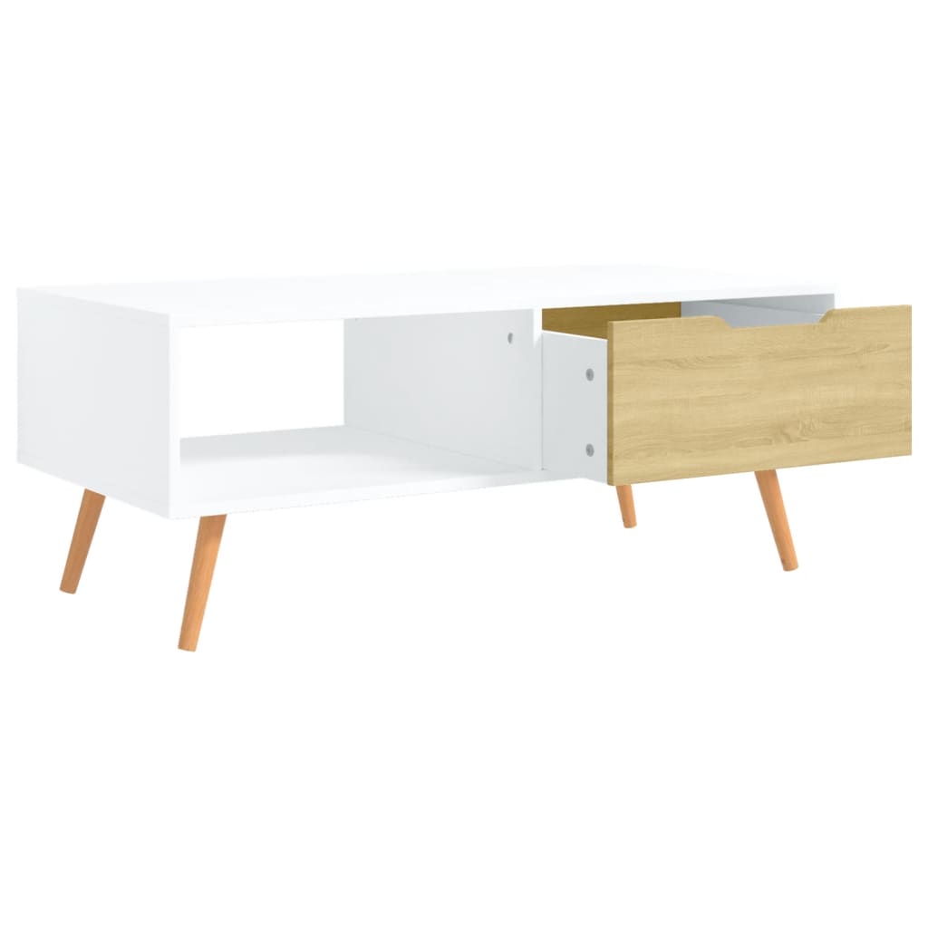 vidaXL Table basse Blanc et chêne Sonoma 100x49,5x43cm Bois ingénierie