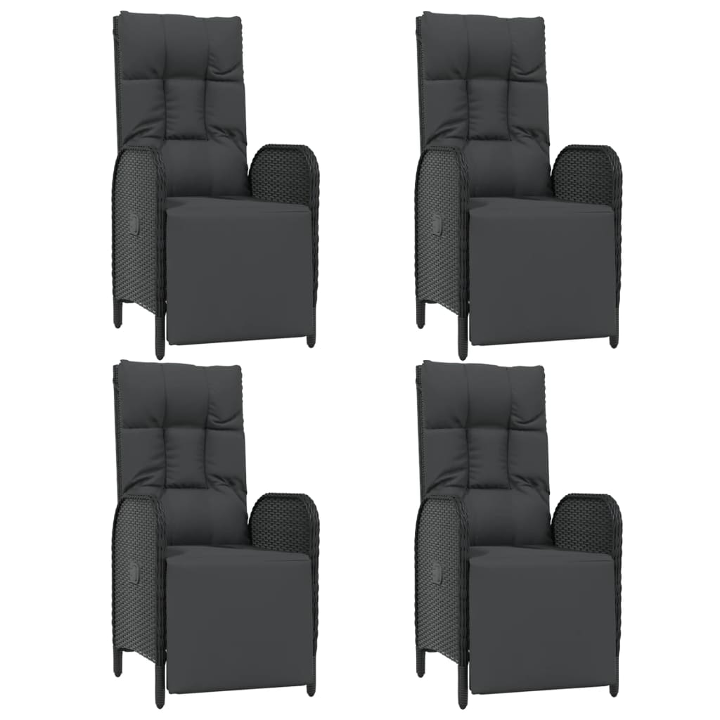 vidaXL Ensemble à manger de jardin coussins 5pcs Noir Résine tressée