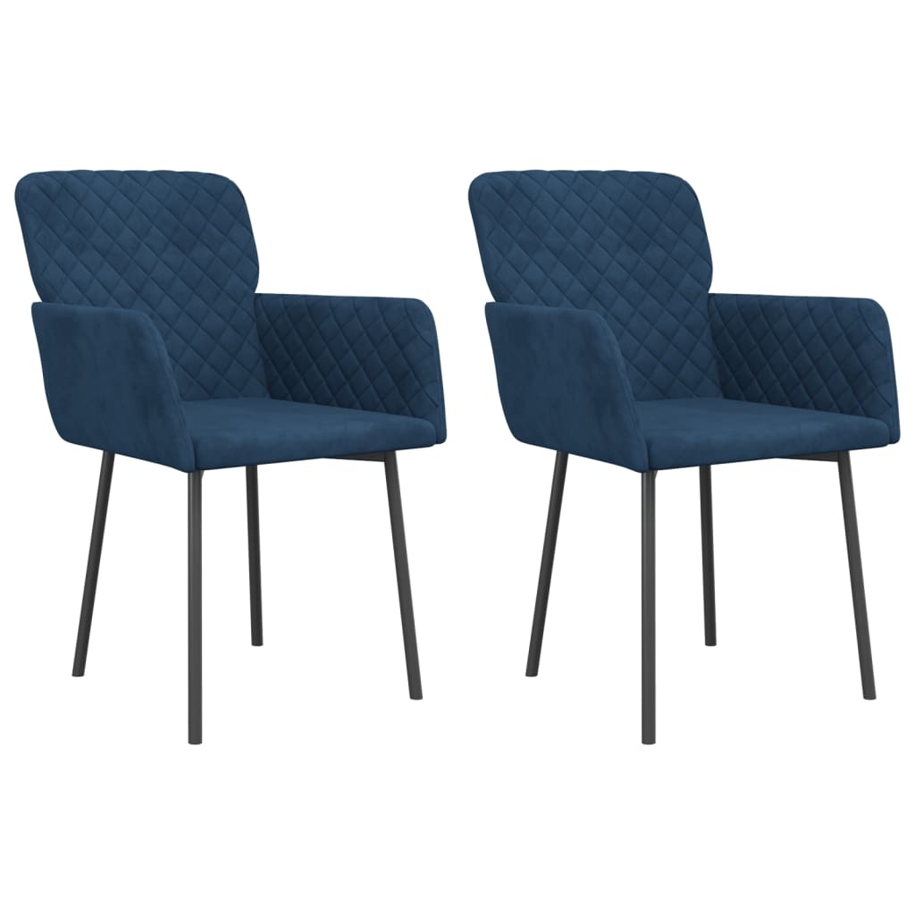 vidaXL Chaises à manger lot de 2 Bleu Velours