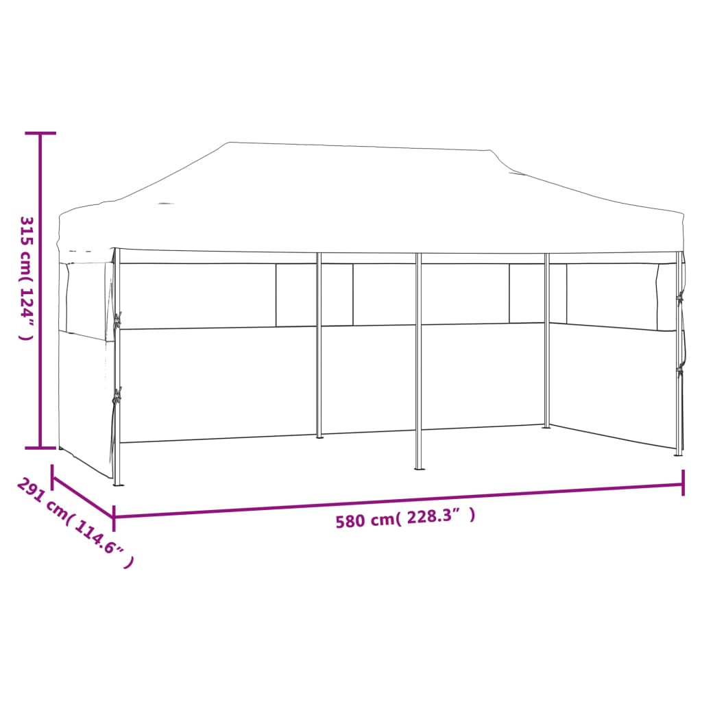 vidaXL Tente de réception pliable avec parois 3x6 m anthracite