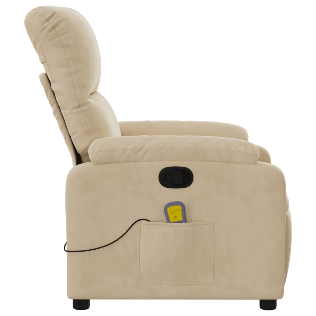 vidaXL Fauteuil inclinable de massage crème tissu microfibre