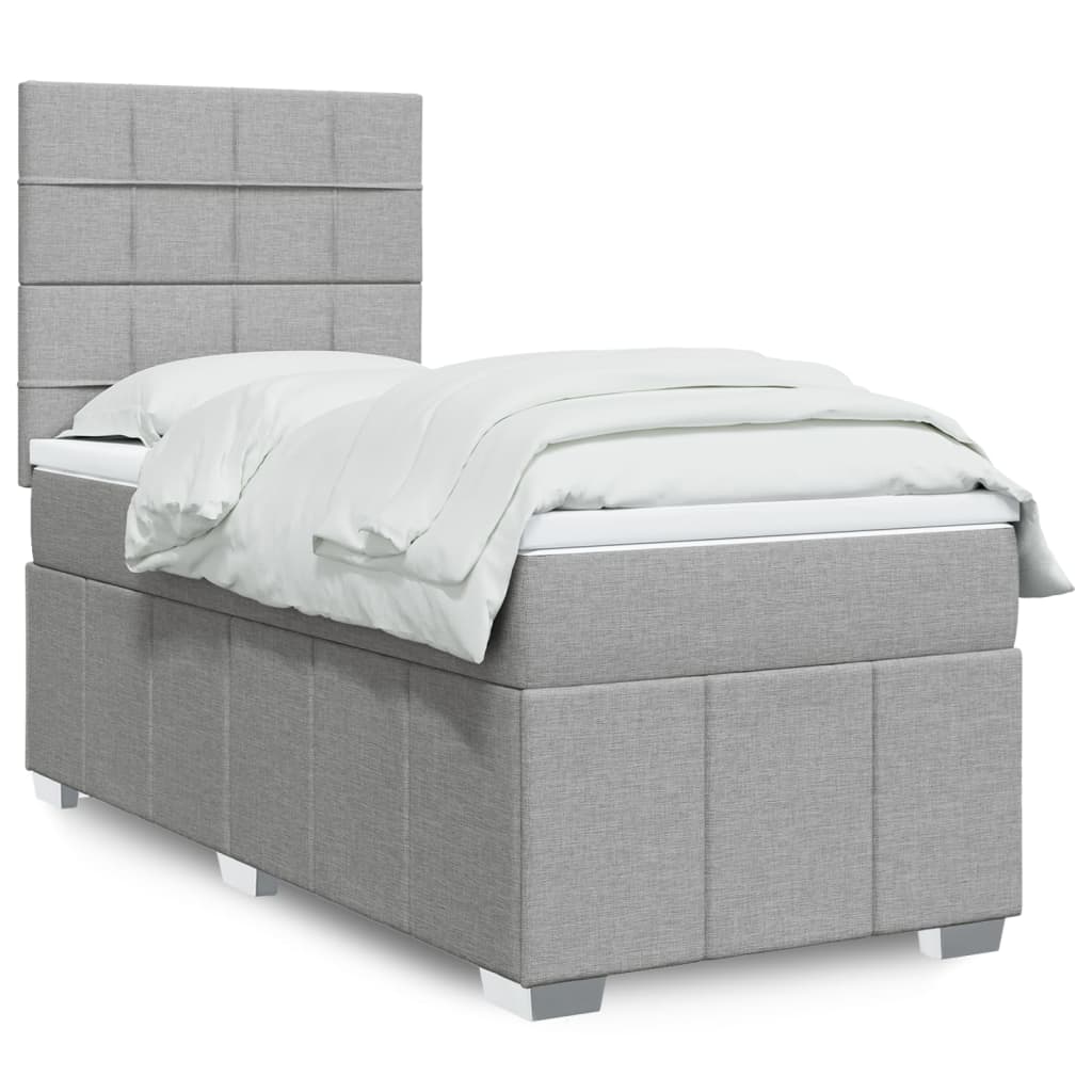 vidaXL Sommier à lattes de lit avec matelas Gris clair 100x200cm Tissu