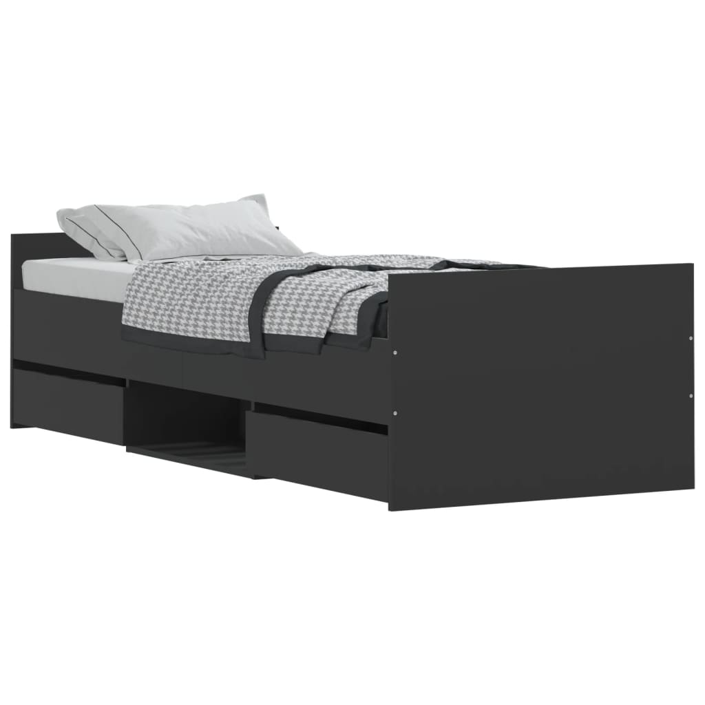vidaXL Cadre de lit avec tête de lit/pied de lit noir 75x190 cm