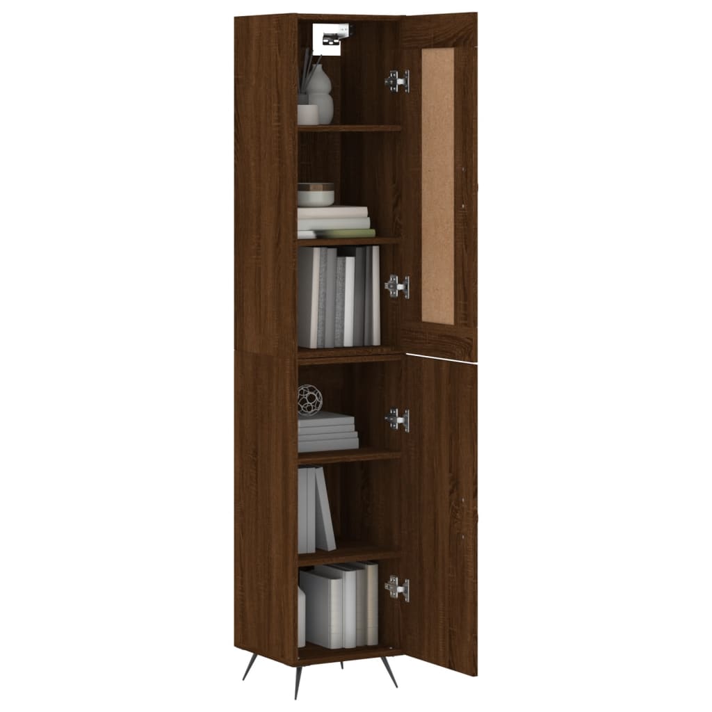 vidaXL Buffet haut Chêne marron 34,5x34x180 cm Bois d'ingénierie