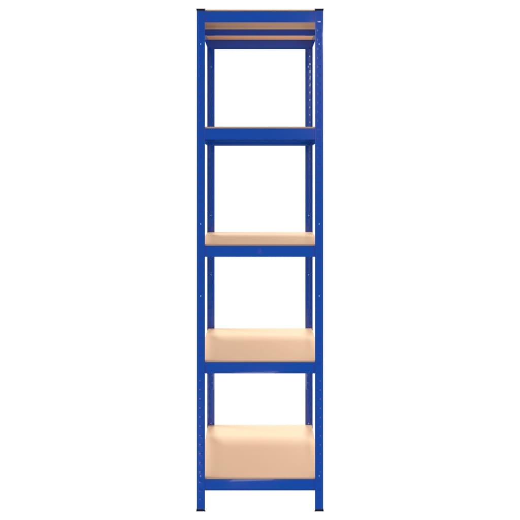 vidaXL Étagères à 5 niveaux 2pcs Bleu Acier et bois d'ingénierie