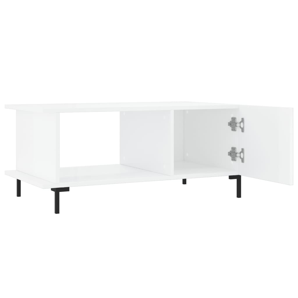 vidaXL Table basse Blanc brillant 90x50x40 cm Bois d'ingénierie