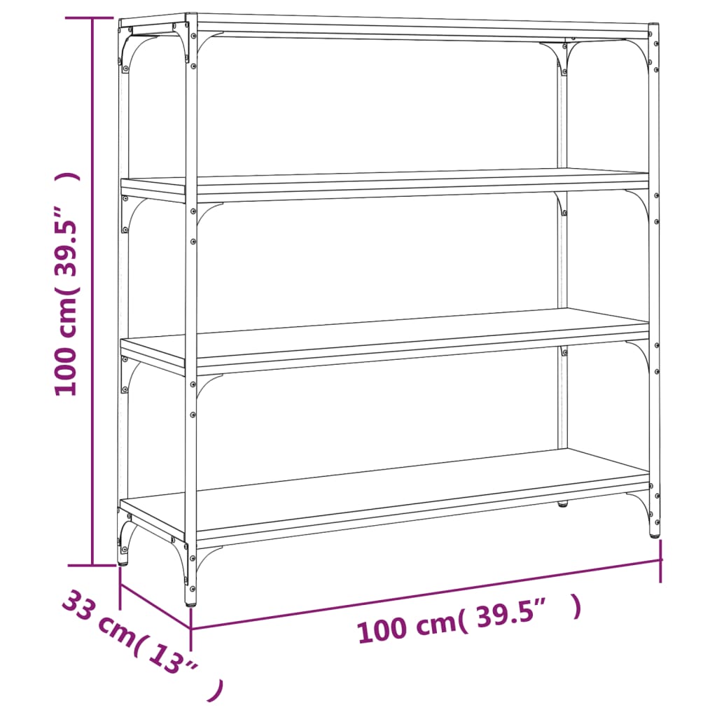 vidaXL Bibliothèque Noir 100x33x100 cm Bois d'ingénierie et acier