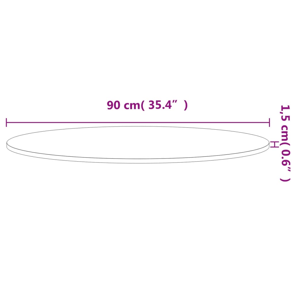 vidaXL Dessus de table Ø90x1,5 cm rond bois massif de hêtre