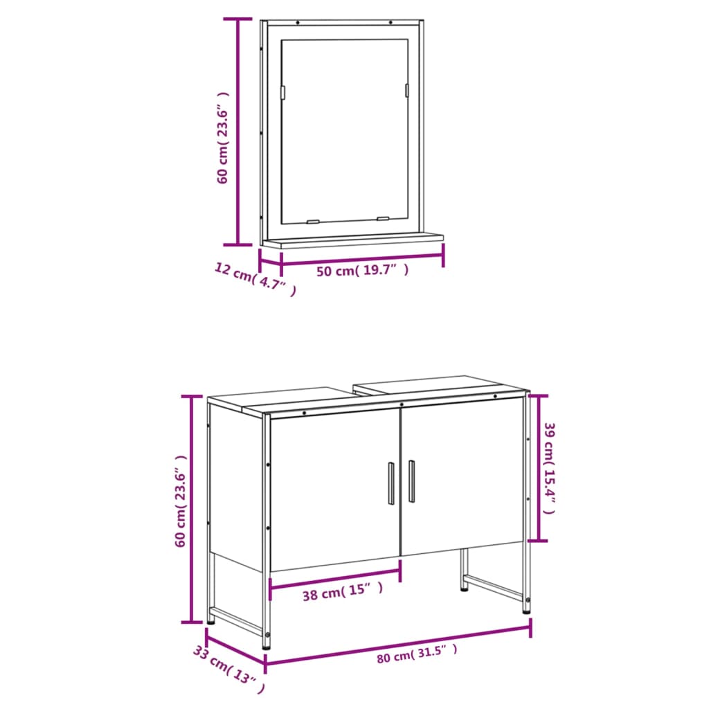 vidaXL Ensemble d'armoires de salle de bain 2 pcs chêne marron