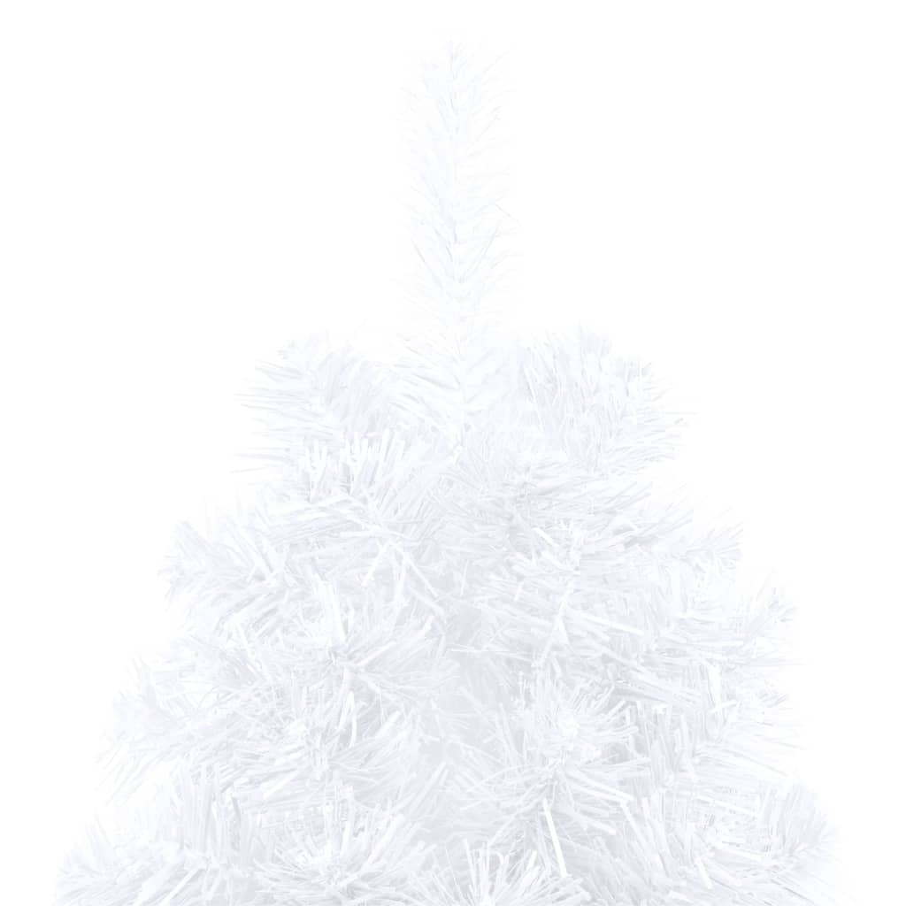vidaXL Demi-arbre de Noël artificiel avec LED et boules Blanc 120 cm