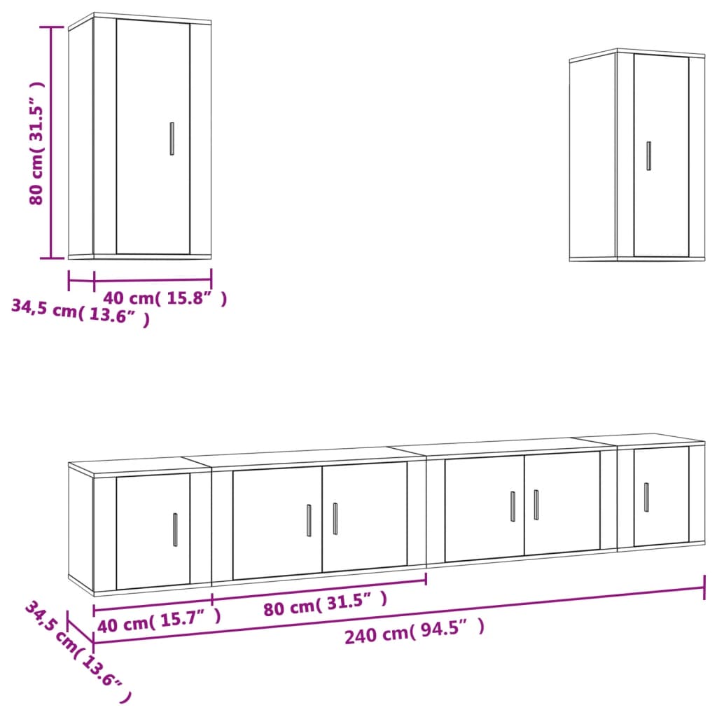 vidaXL Ensemble de meubles TV 6 pcs Blanc brillant Bois d'ingénierie