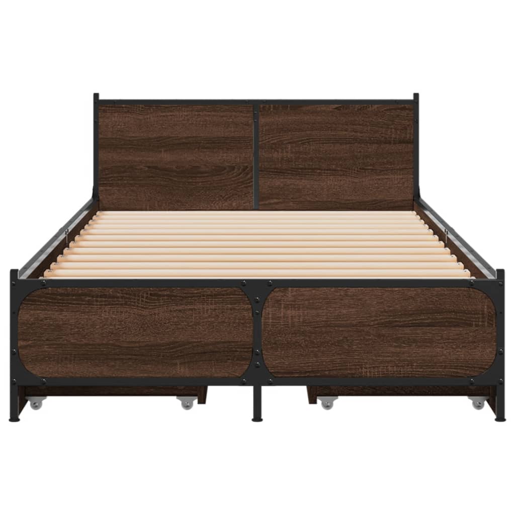 vidaXL Cadre de lit avec tiroirs sans matelas chêne marron 90x200 cm