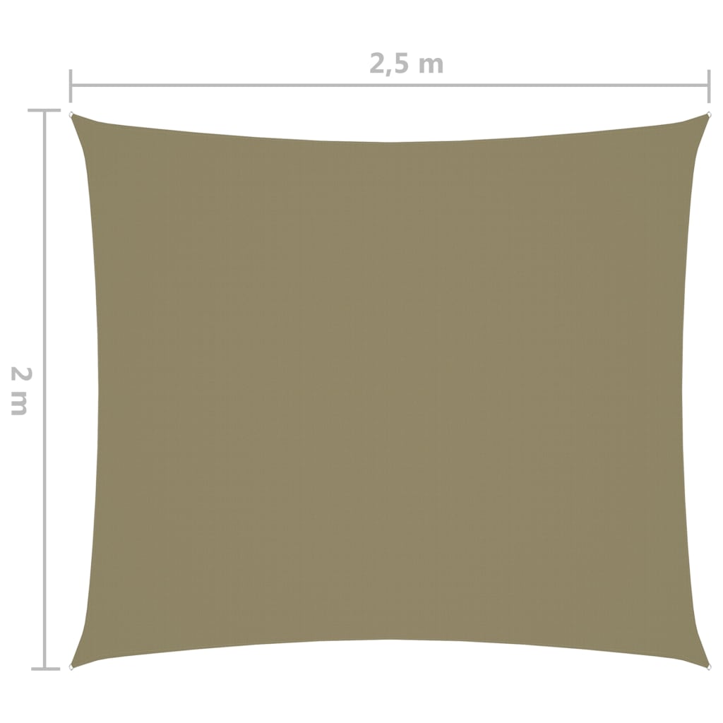 vidaXL Voile de parasol tissu oxford rectangulaire 2x2,5 m beige