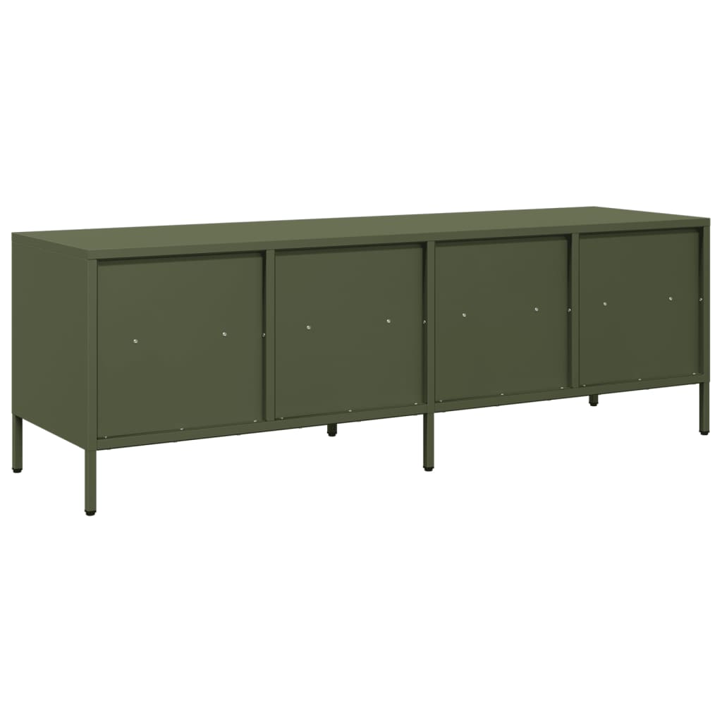 vidaXL Meuble TV vert olive 135x39x43,5 cm acier laminé à froid