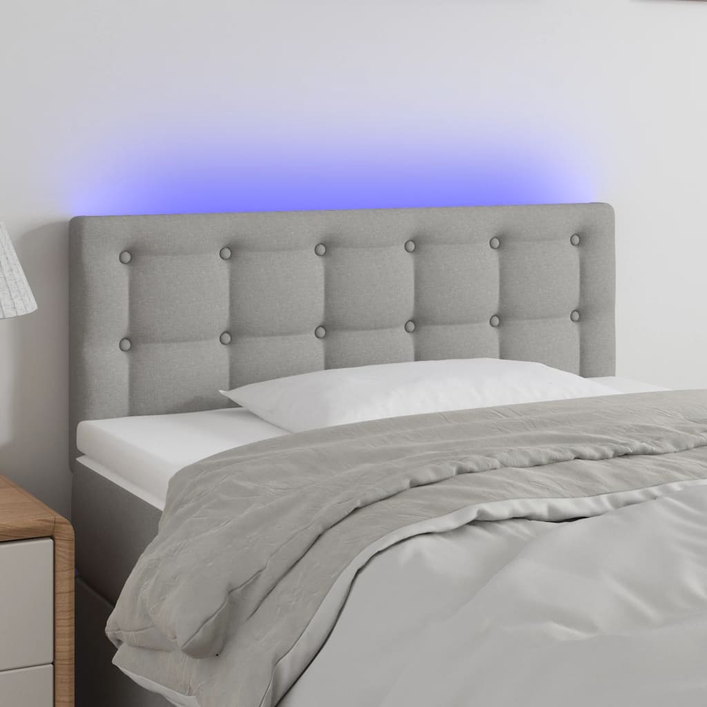 vidaXL Tête de lit à LED Gris clair 100x5x78/88 cm Tissu