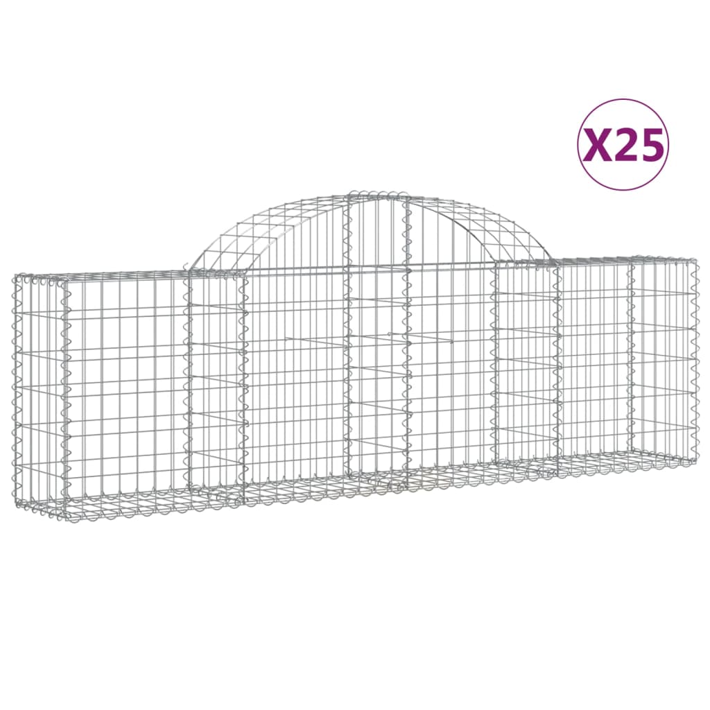 vidaXL Paniers à gabions arqués 25 pcs 200x30x60/80 cm Fer galvanisé