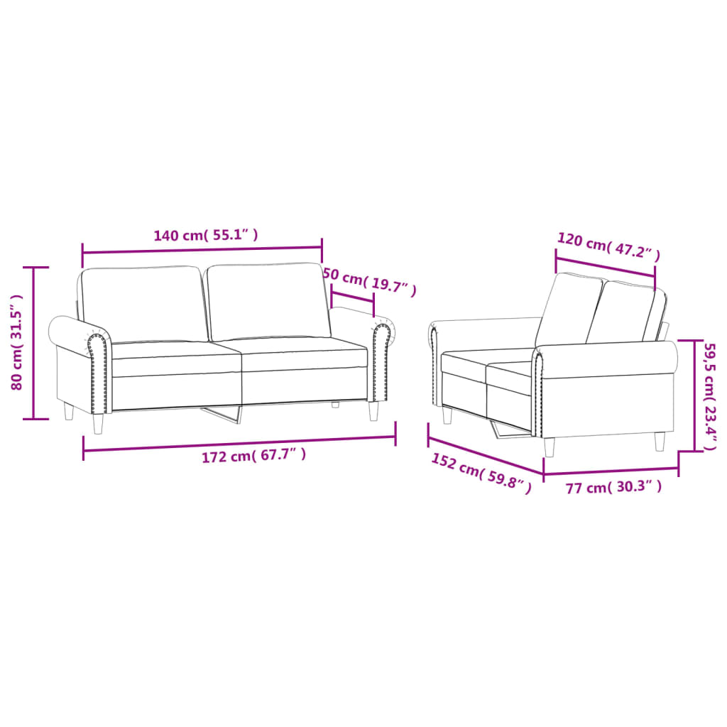 vidaXL Ensemble de canapés 2 pcs avec coussins Gris clair Velours