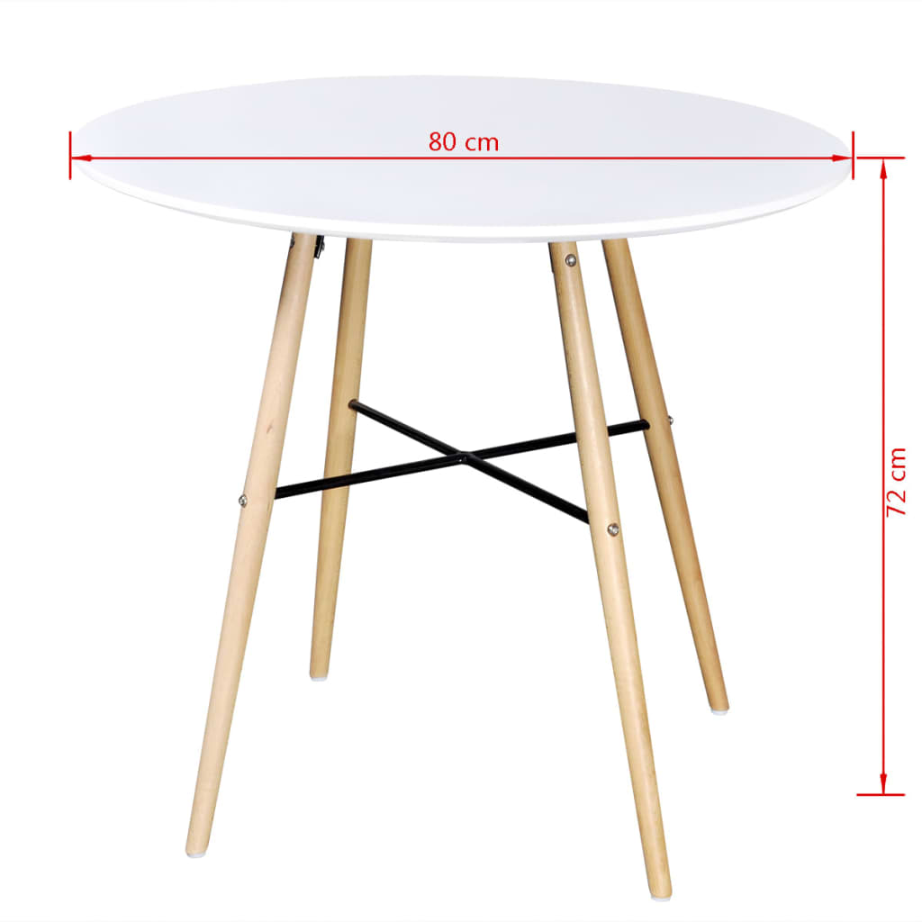 1 table ronde + 2 chaises sans accoudoirs blanches