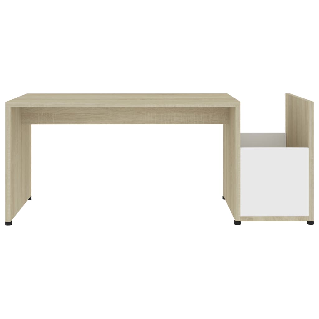 vidaXL Table basse Blanc et chêne sonoma 90x45x35 cm Aggloméré